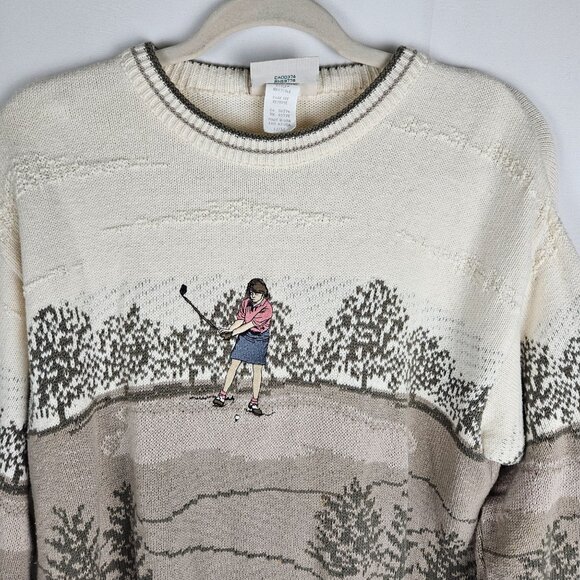 Northern Reflections Womens Vintage Sweater Medium Golf Scene Embroidery Knit - Picture 3 of 10